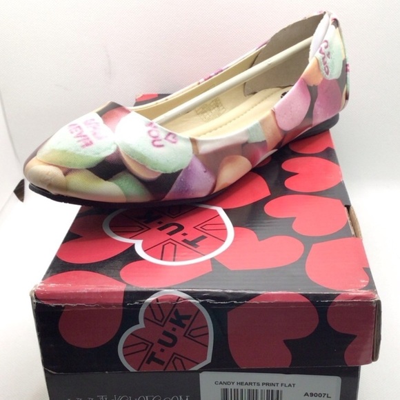TUK Footwear Womens Colorful Candy Heart Ballet Flats Size 7 or 8 - Picture 6 of 6